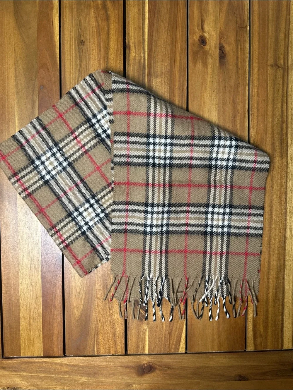Classic Tan Plaid Fringe Scarf - Men's Accessory